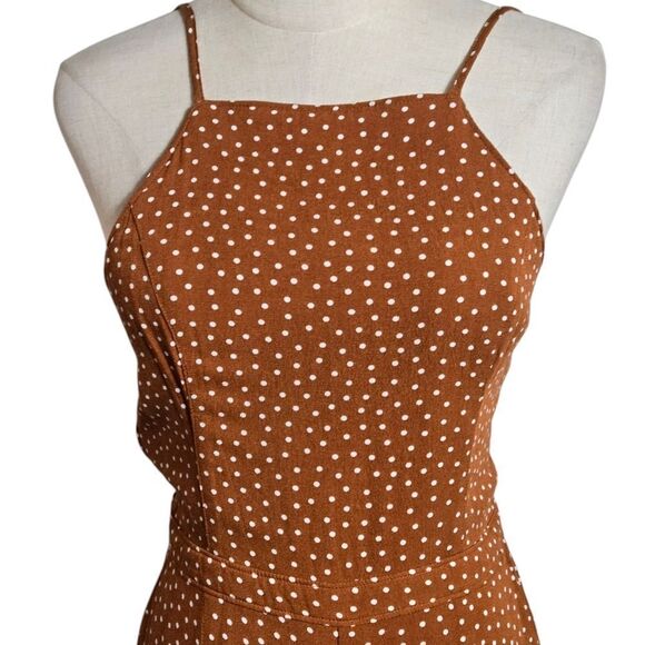 Abercrombie & Fitch Brown And White Polka Dot Jumpsuit - Picture 2 of 7